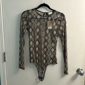 NWT snake print bodysuit size small sheer